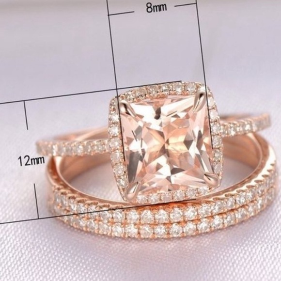 18K Rose Gold Filled With 4.25ct Morganite Ring - Picture 9 of 10